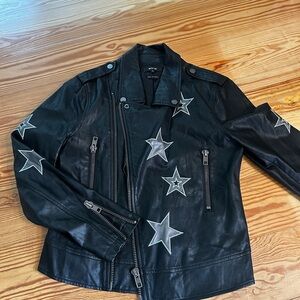 Star print leather jacket autumn staple